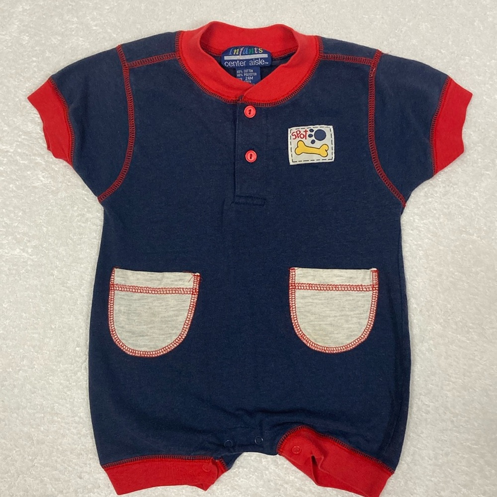 Vintage center aisle summer Spot the dog romper 24m